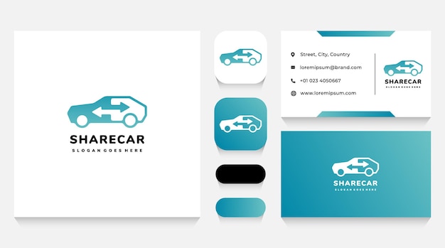 Car exchange and sharing logo template and business card