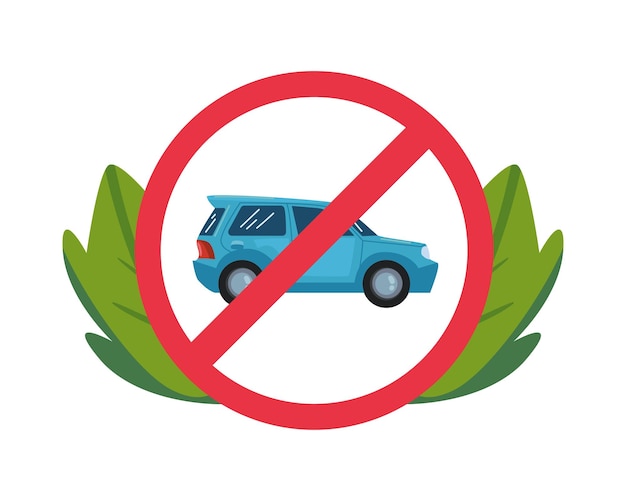 Free vector car free day ecology isolated icon