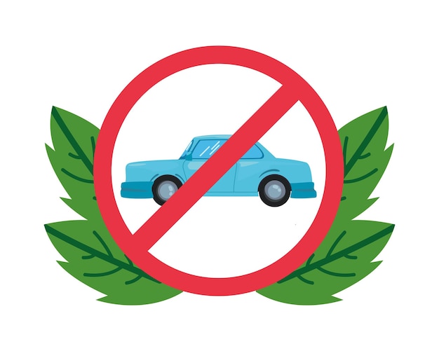 Free vector car free day environmentally isolated icon