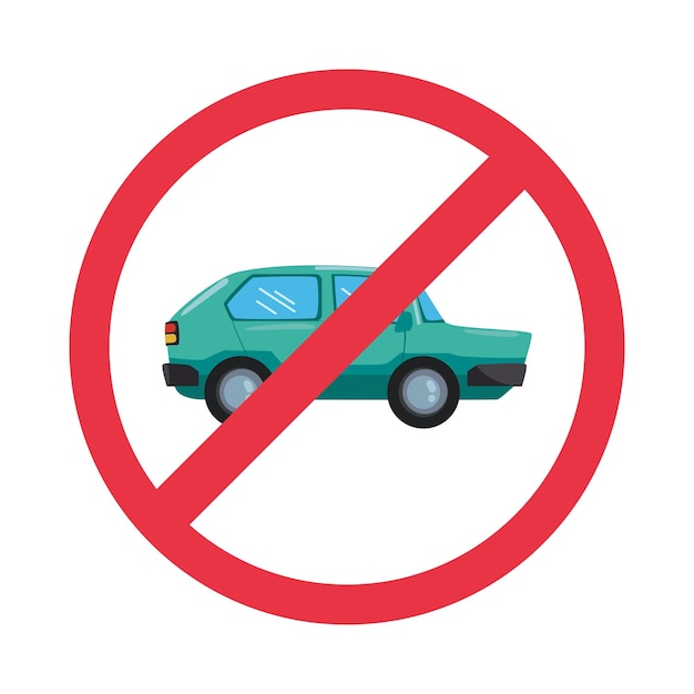 Car free day sign isolated icon