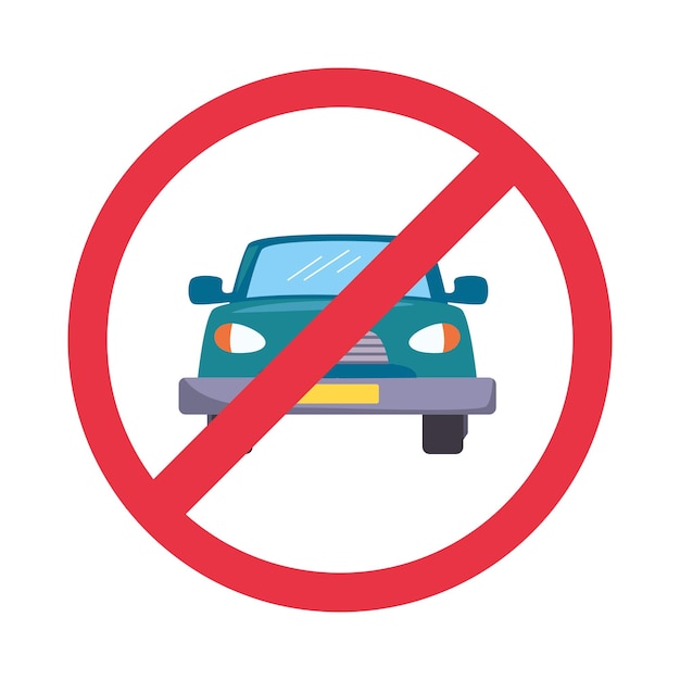 Car free day traffic sign isolated icon
