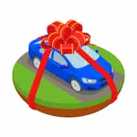 Бесплатное векторное изображение Автомобиль в подарок в лентами иллюстрации