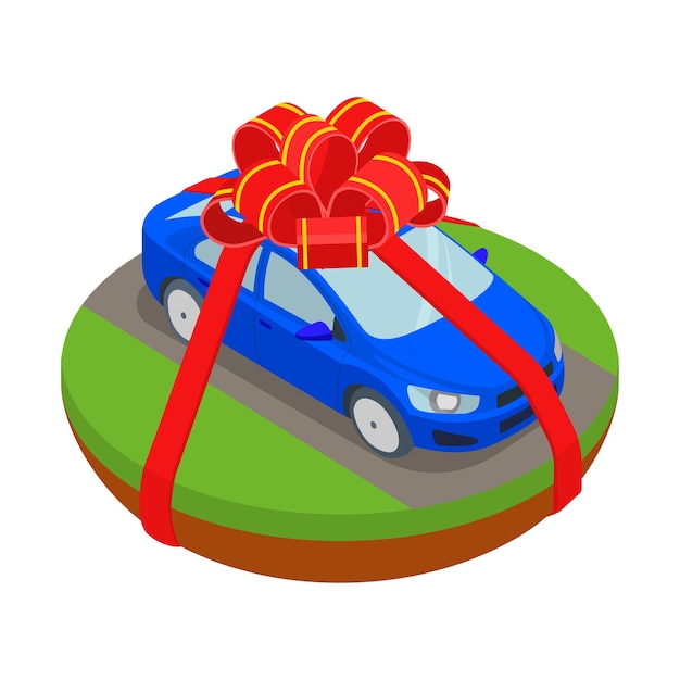 Free vector car gift in ribbons illustration