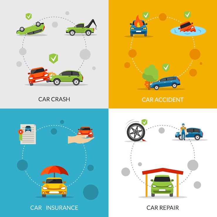 Free Vector car insurance set