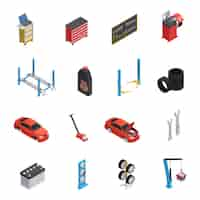 Free vector car maintenance service isometric elements