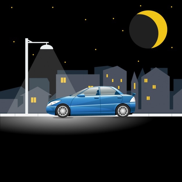 Free vector car in night scene