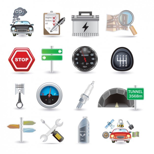 Бесплатный Вектор автозапчасти icon collection