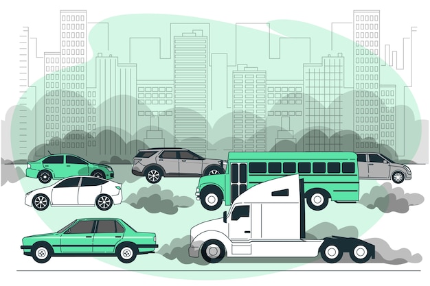 Free vector car pollution concept illustration