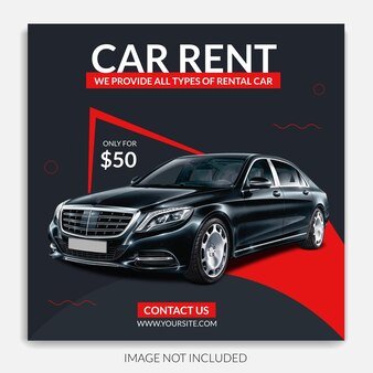 Car rent social media template instagram post web banner promotional design vector