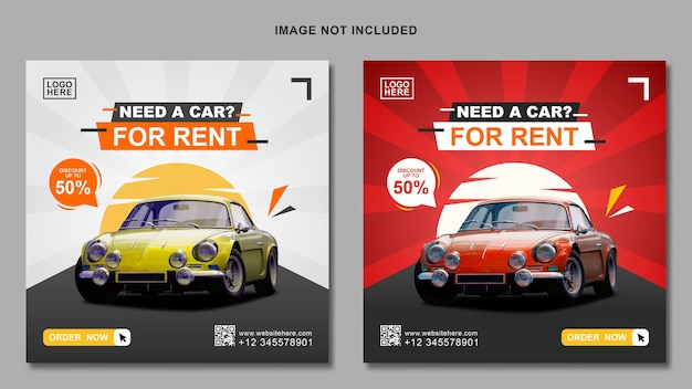 Car rental instagram post banner template