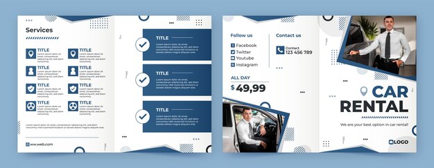 Car rental service brochure template