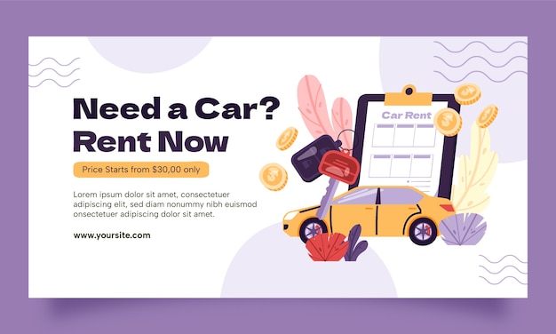 Free vector car rental service facebook template