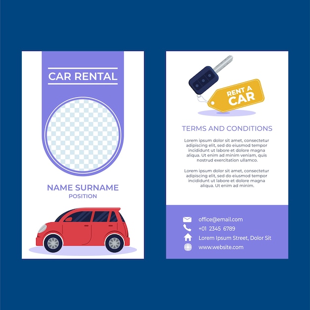 Free vector car rental service id card template