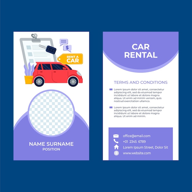 Free vector car rental service id card template