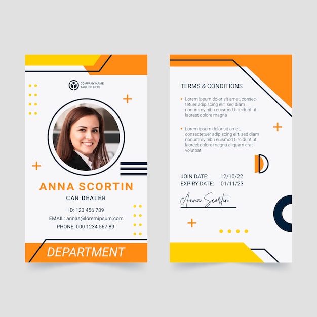 Free vector car rental service id card template