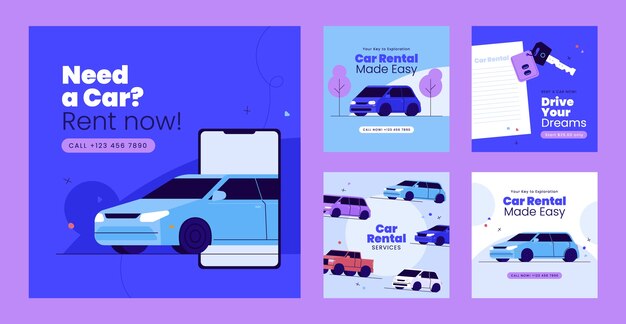 Car rental service instagram post template