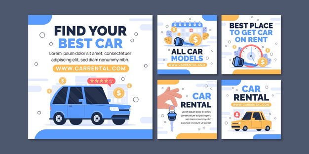 Car rental service instagram posts template