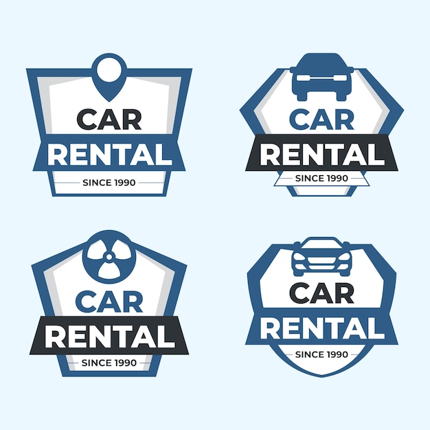 Free vector car rental service labels  template