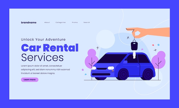 Free vector car rental service  landing page template