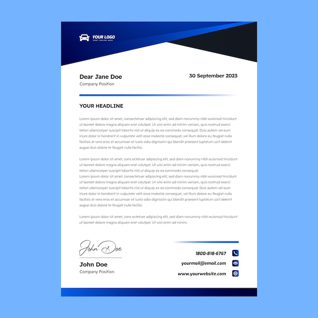 Car rental service letterhead template