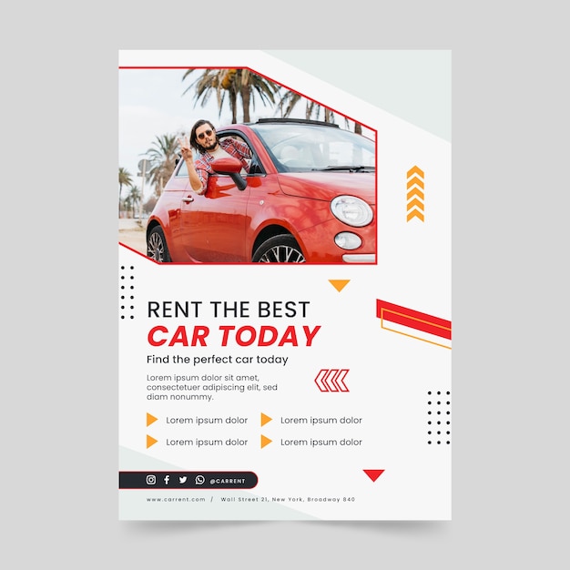 Free vector car rental service poster template