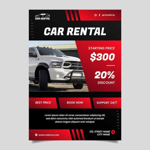 Free vector car rental service poster template