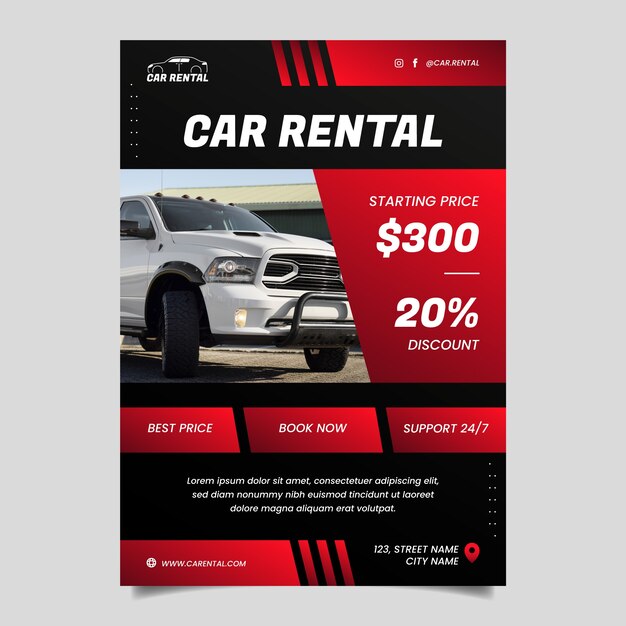 Car rental service poster template