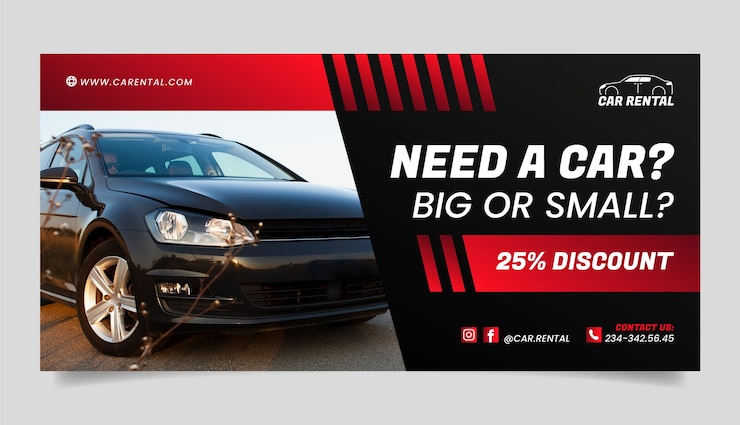 Free Vector car rental service  sale banner template