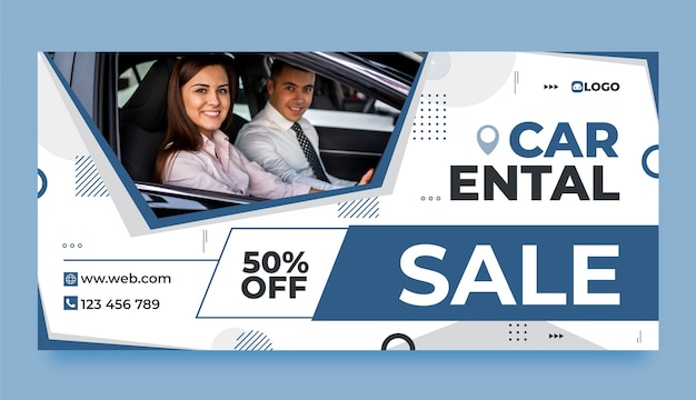 Free vector car rental service  sale banner template