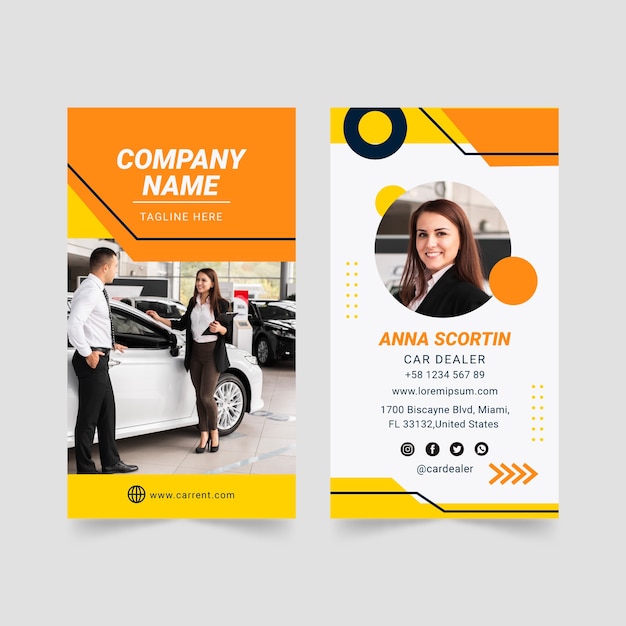 Free vector car rental service vertical business card