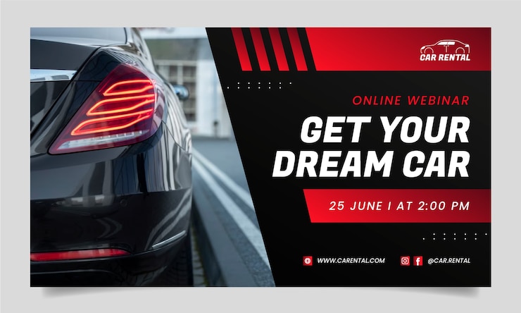 Free Vector car rental service webinar template