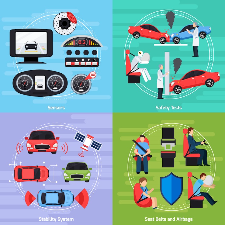 Free Vector car safety systems template