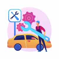Бесплатное векторное изображение Автосервис абстрактная концепция иллюстрации. автосервис, ремонт и техническое обслуживание автомобилей, ремонт автомобилей, диагностика двигателей, ремонт транспорта.