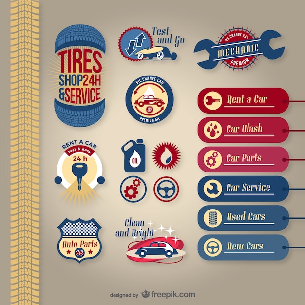 Free vector car service labels collection