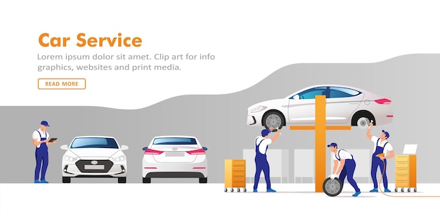 Car service and repair.  illustration.