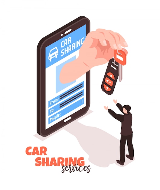Free vector car sharing service isometric illustration