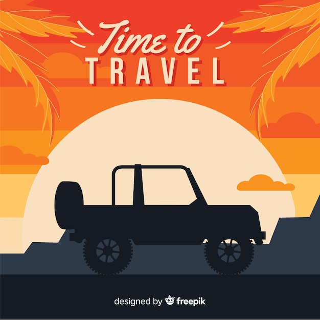Free vector car silhouette travel background