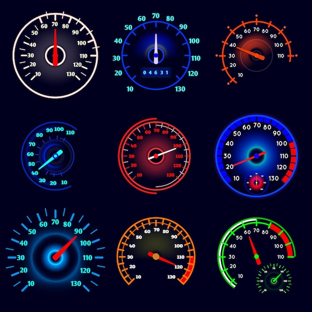 無料ベクター 車の速度計セット