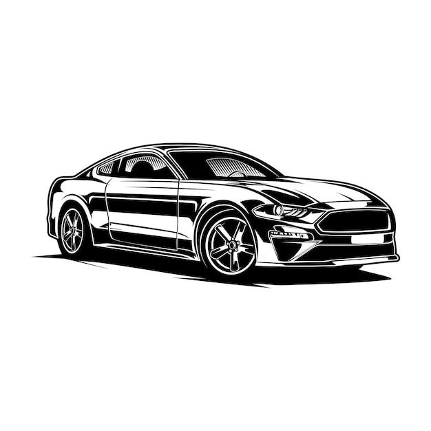 Car sport car silhouette black and white style