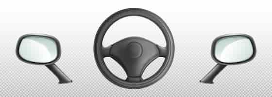 Vettore gratuito volante per auto e specchietti retrovisori laterali