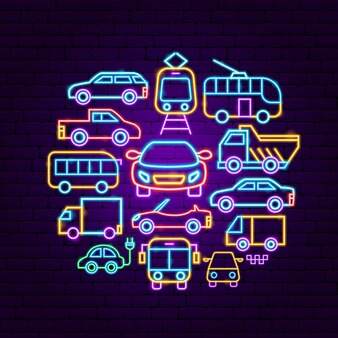 Car transport neon concept. vector illustration of transportation promotion.
