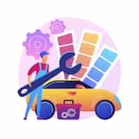 Бесплатное векторное изображение Тюнинг автомобилей абстрактная концепция иллюстрации. турбо тюнинг гоночных автомобилей, автомастерская, апгрейд музыки для автомобилей, автомобильный стиль и дизайн, ремонт спорткаров.