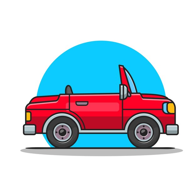 Car Vehicle Cartoon Vector Icon Illustration Transportation Object Icon Concept Isolated Premium