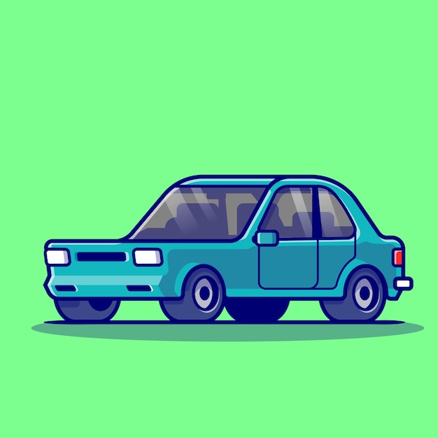 Car Vehicle Cartoon Vector Icon Illustration Transportation Object Icon Concept Isolated Premium