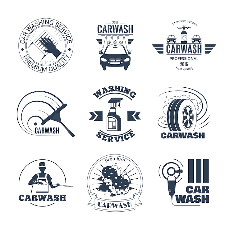 Free Vector car wash bades collection 