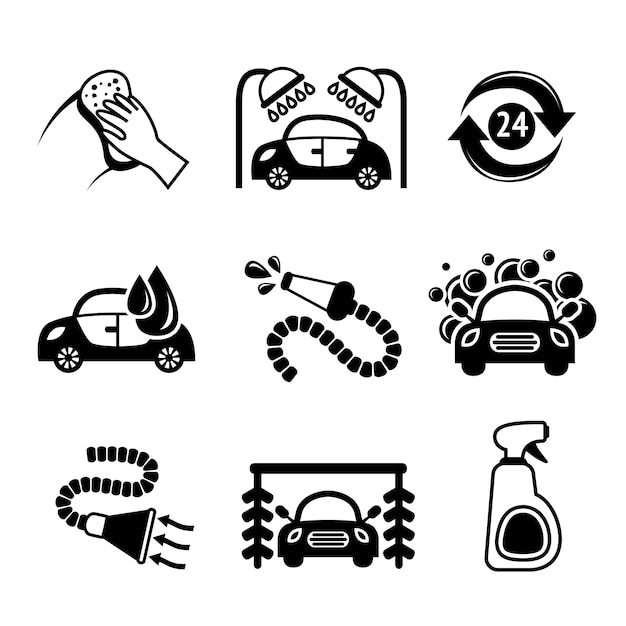 Car wash icons