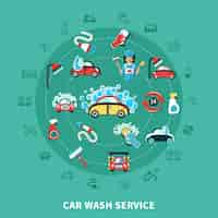 Free vector car wash round composition