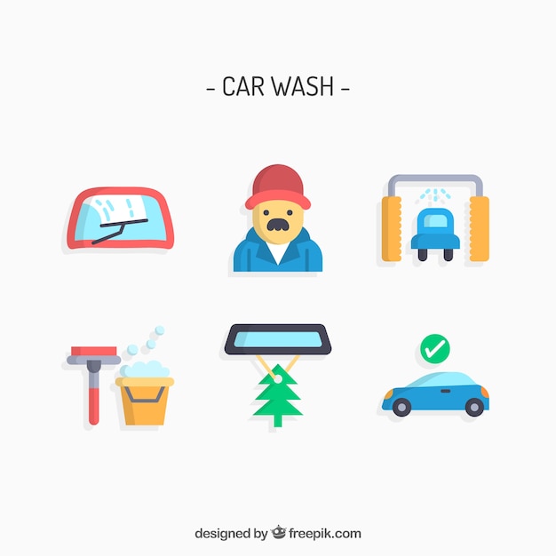 Car wash services vector set