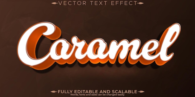 Free vector caramel candy text effect editable sugar and dessert font style