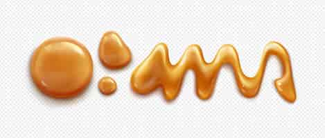 Бесплатное векторное изображение Капает карамельный соус, разливается расплавленный сироп ириски